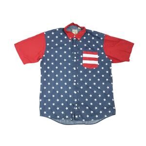 RedHead red white and blue stars and stripes American flag shirt Men L